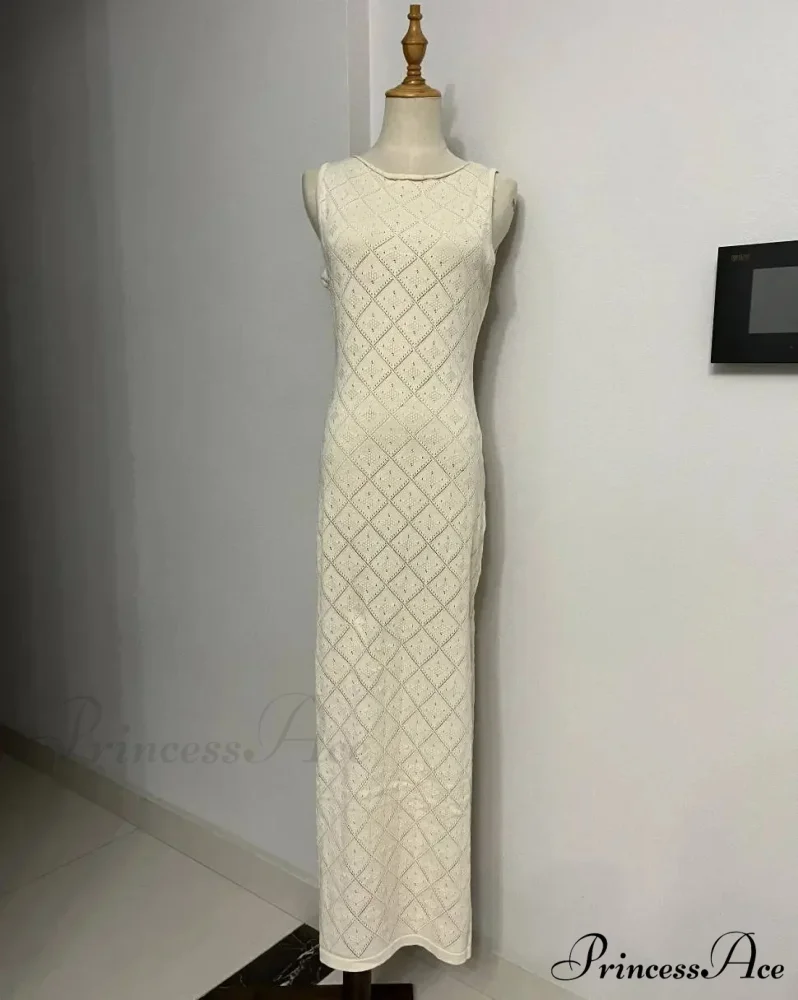Beachwear Out Knitted Sleeveless Slit Tank Maxi Dress - Image 7