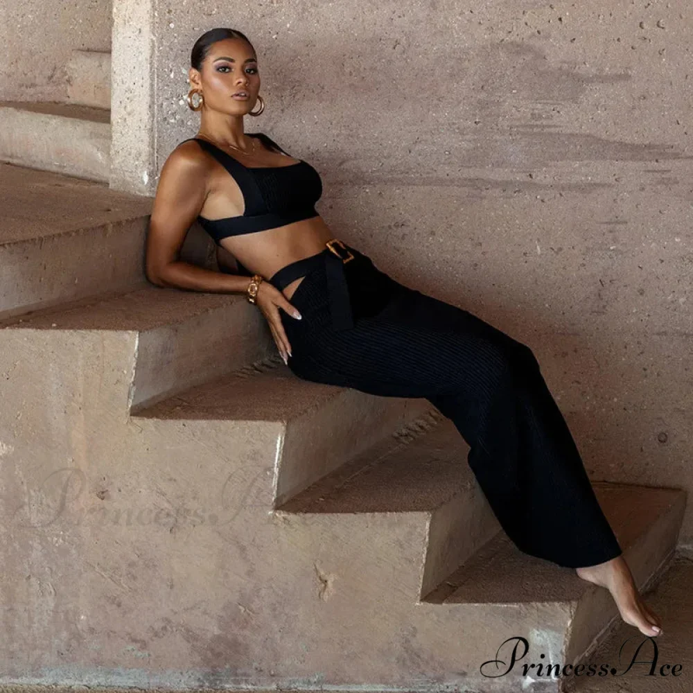 Ribbed Backless Crop Top Maxi Dress - Image 4