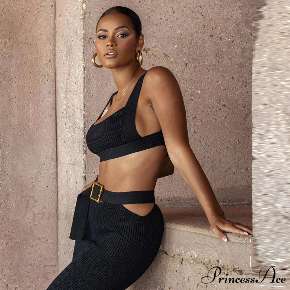 Ribbed Backless Crop Top Maxi Dress - Image 5