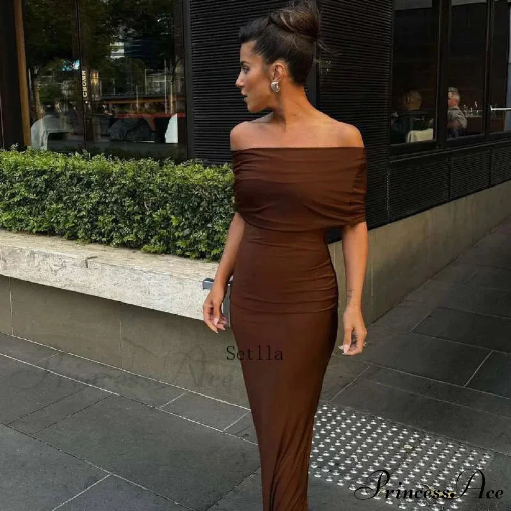Ruched Off Shoulder Back Split Sexy Backless Maxi Dress - Image 3