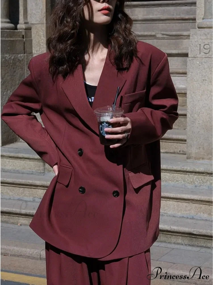 2024 Autumn Solid Loose Double Breasted OverFashion Suit - Image 2