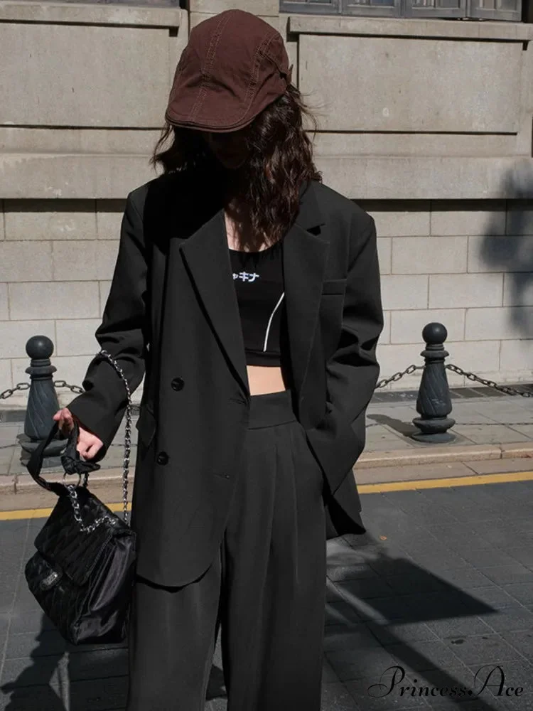 2024 Autumn Solid Loose Double Breasted OverFashion Suit - Image 3