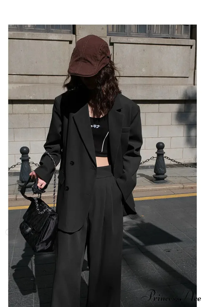 2024 Autumn Solid Loose Double Breasted OverFashion Suit - Image 6