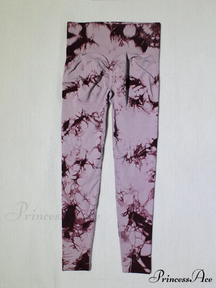 Tie Dye Waist Tummy Control Seamless Push Up Yoga Legging - Image 11