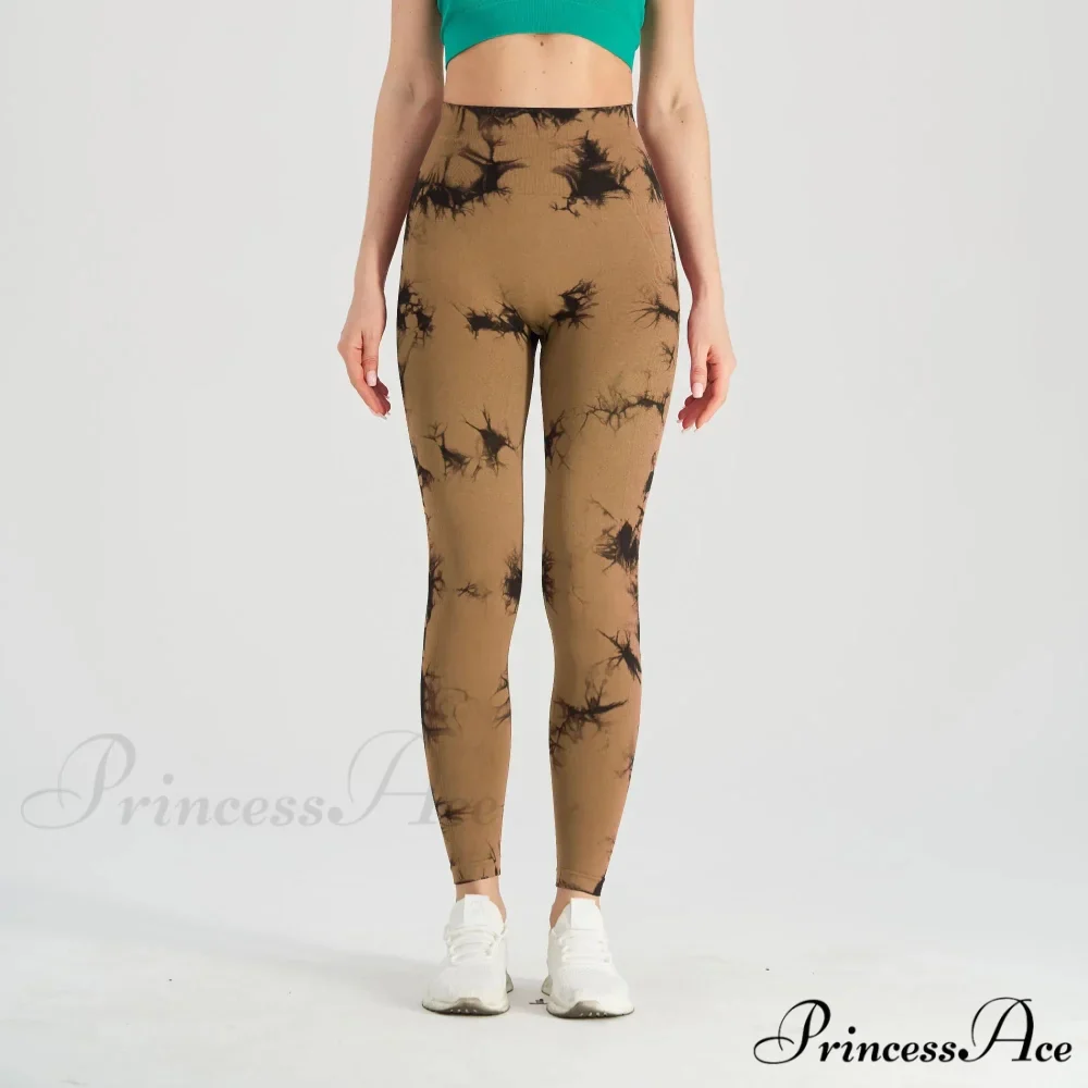 Tie Dye Waist Tummy Control Seamless Push Up Yoga Legging - Image 22