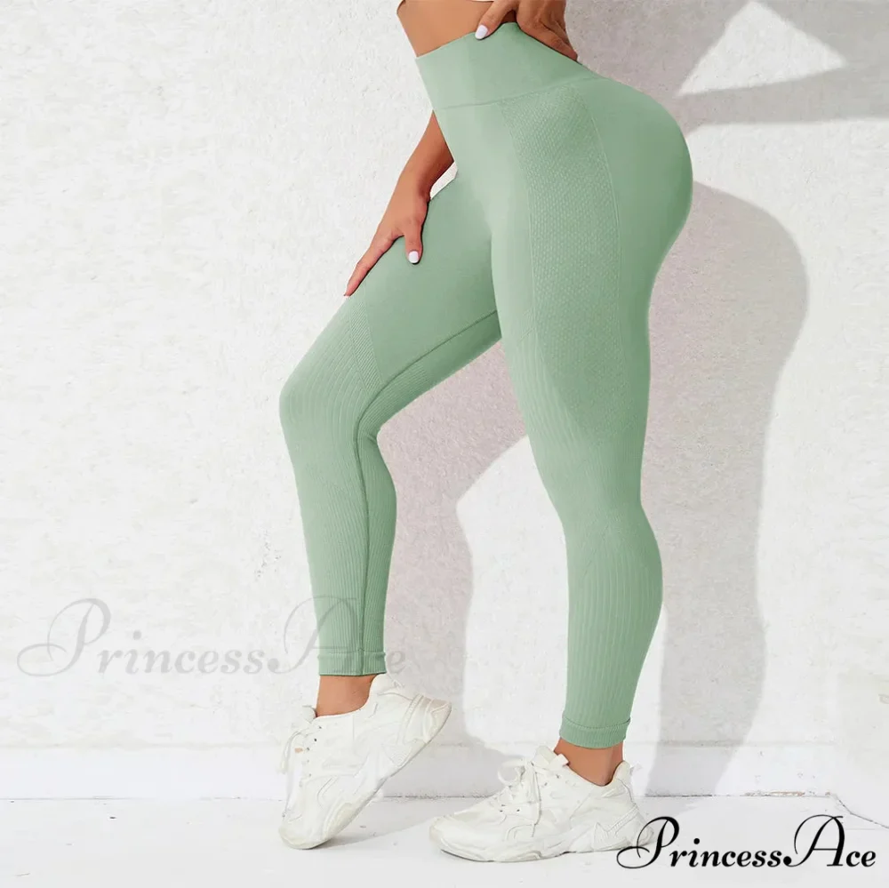 High Waist Seamless Butt Lift Knitting Gym Running Legging - Image 9