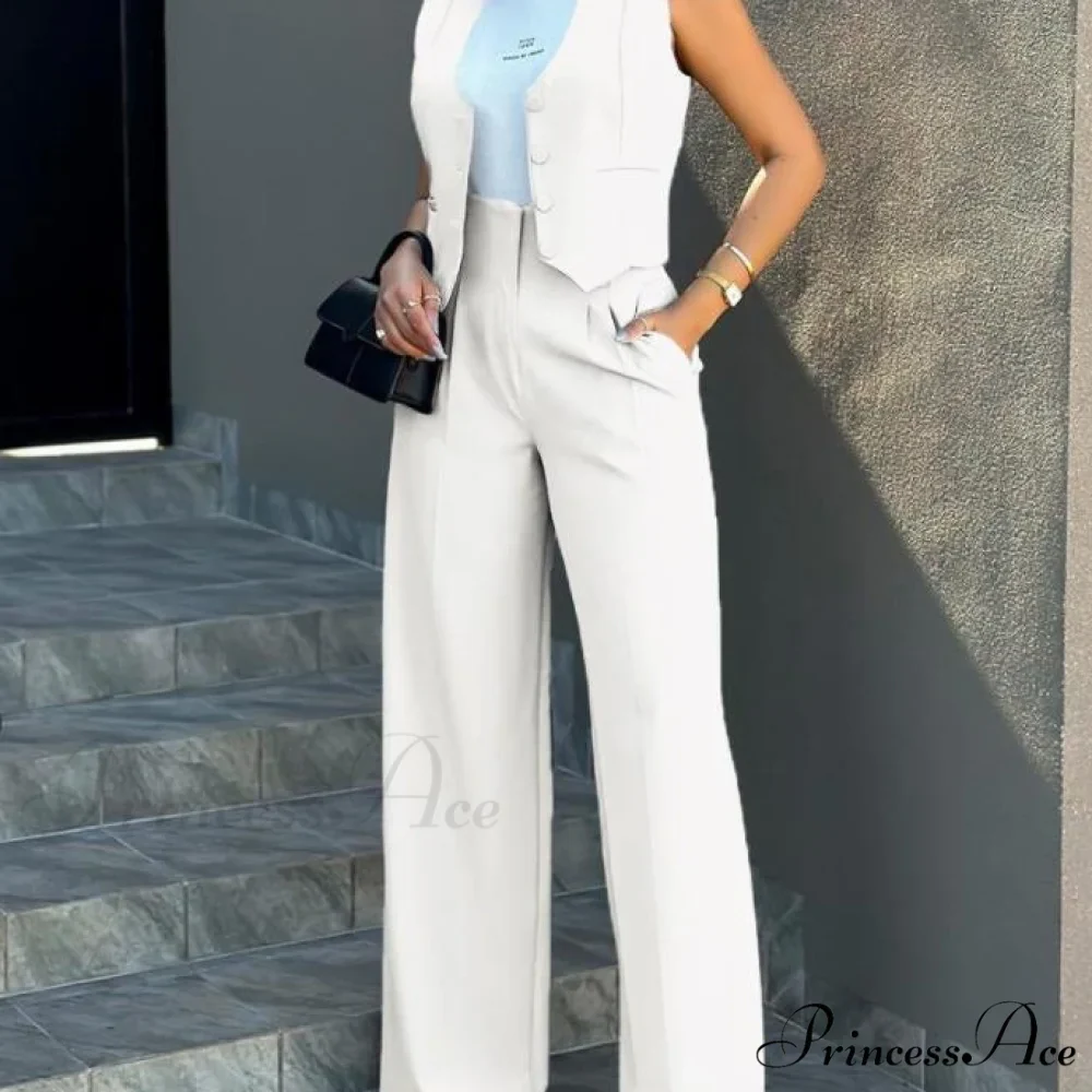 Vest Wide-Leg Pants Suit - Image 5