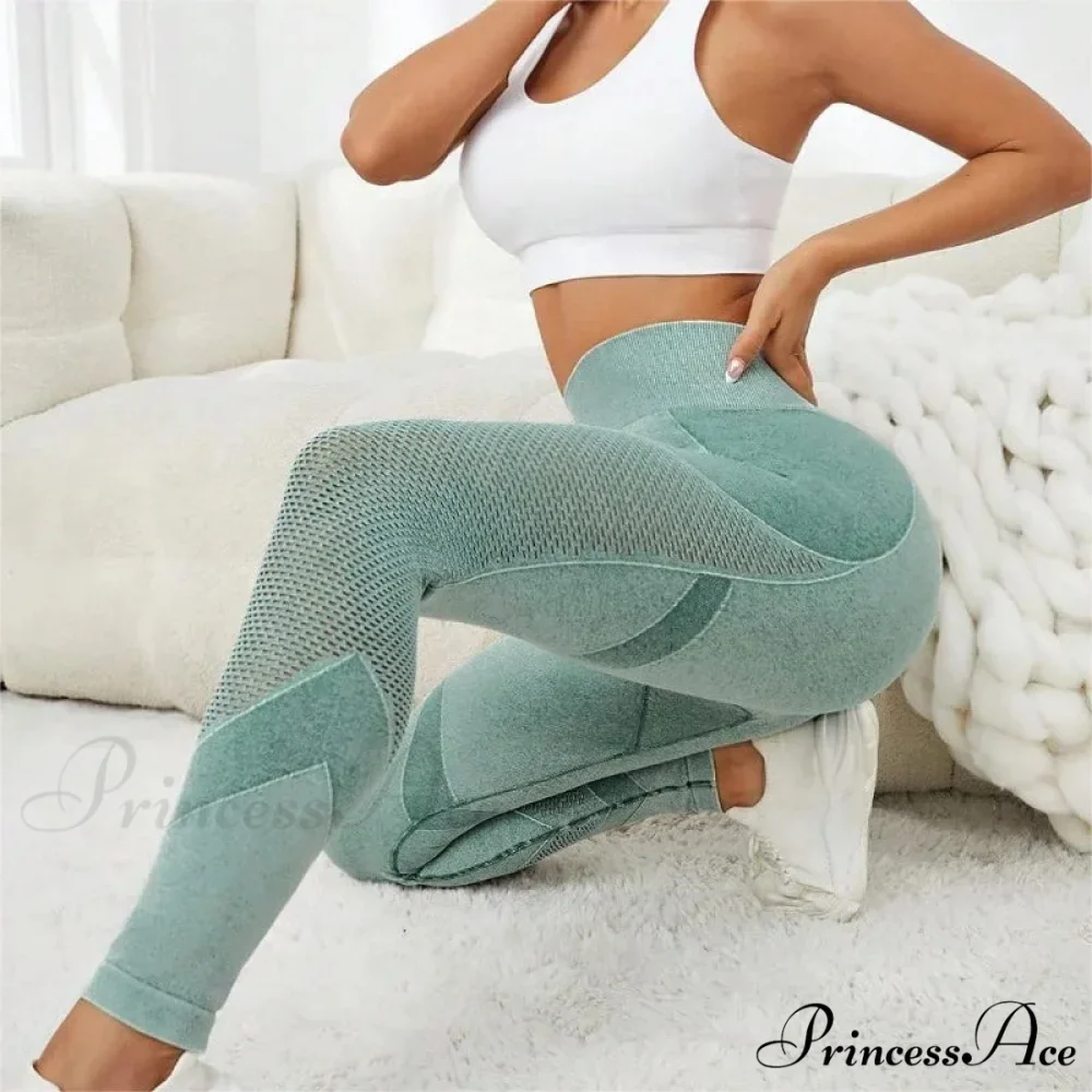 Mesh Hollow-Out High-Waist Running Fashion Legging - Image 5