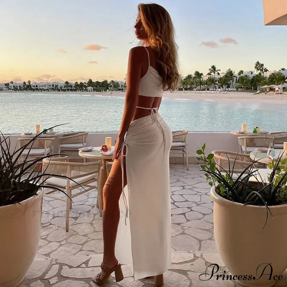 Summer Long Streetwear Bodycon Hollow Out Split Elegant Evening Y2K Clothes Top Cut Out Dress - Image 4