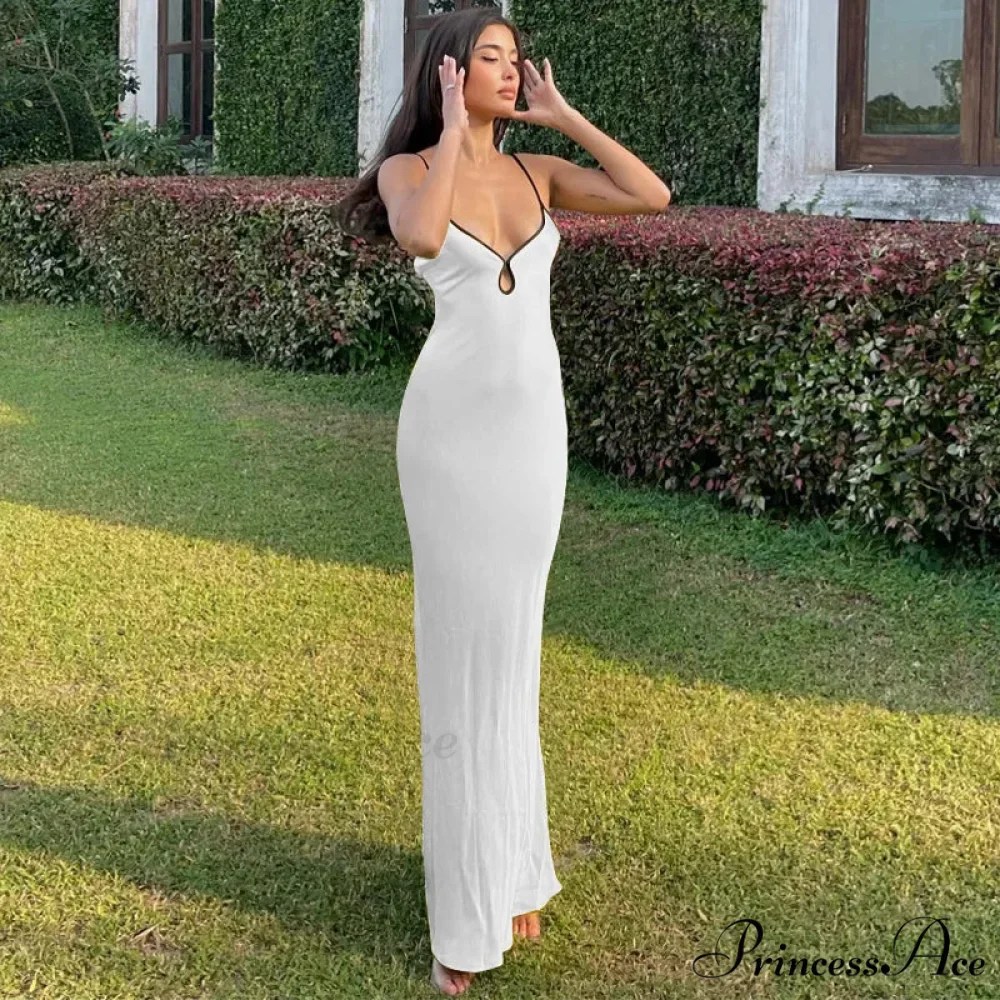 Backless Maxi For Women 2024 Summer Sexy Lace Up Patchwork Beach OutFit Prom Long Cocktail Cut Out Dress - Image 5