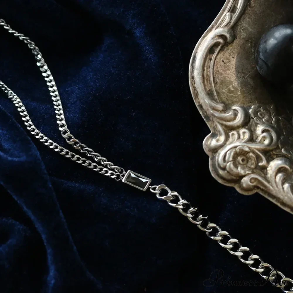 Zircon Double Chain Necklace - Image 4