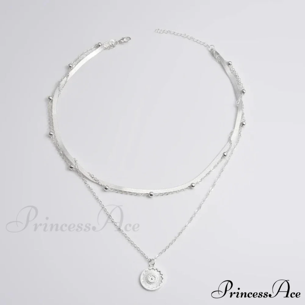 Vintage Three-Layer Round Coin Snake Necklace - Image 2