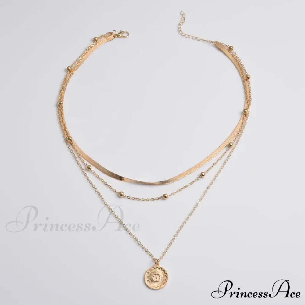 Vintage Three-Layer Round Coin Snake Necklace - Image 3