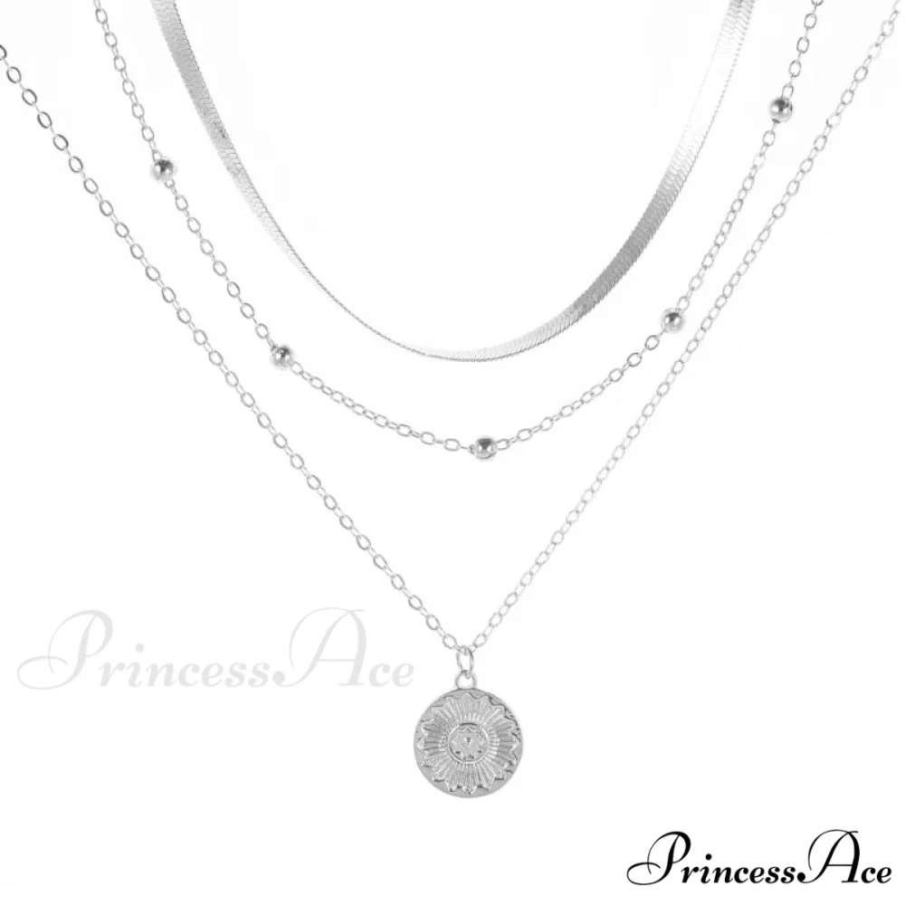 Vintage Three-Layer Round Coin Snake Necklace - Image 4