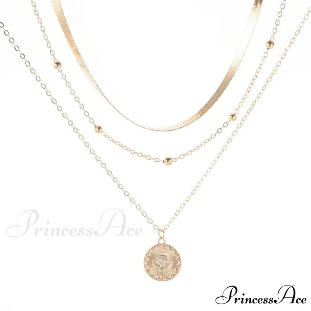 Vintage Three-Layer Round Coin Snake Necklace - Image 5
