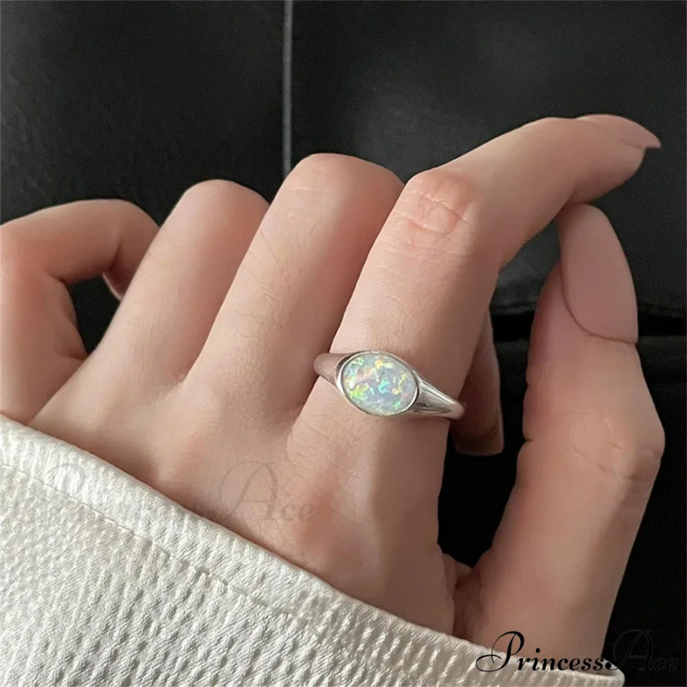 Opal Stone Cuff Trend Vintage Party Ring - Image 2