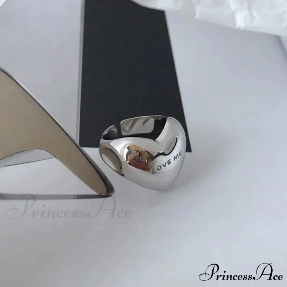 Trendy Silver Love Heart Elegant Ring - Image 2
