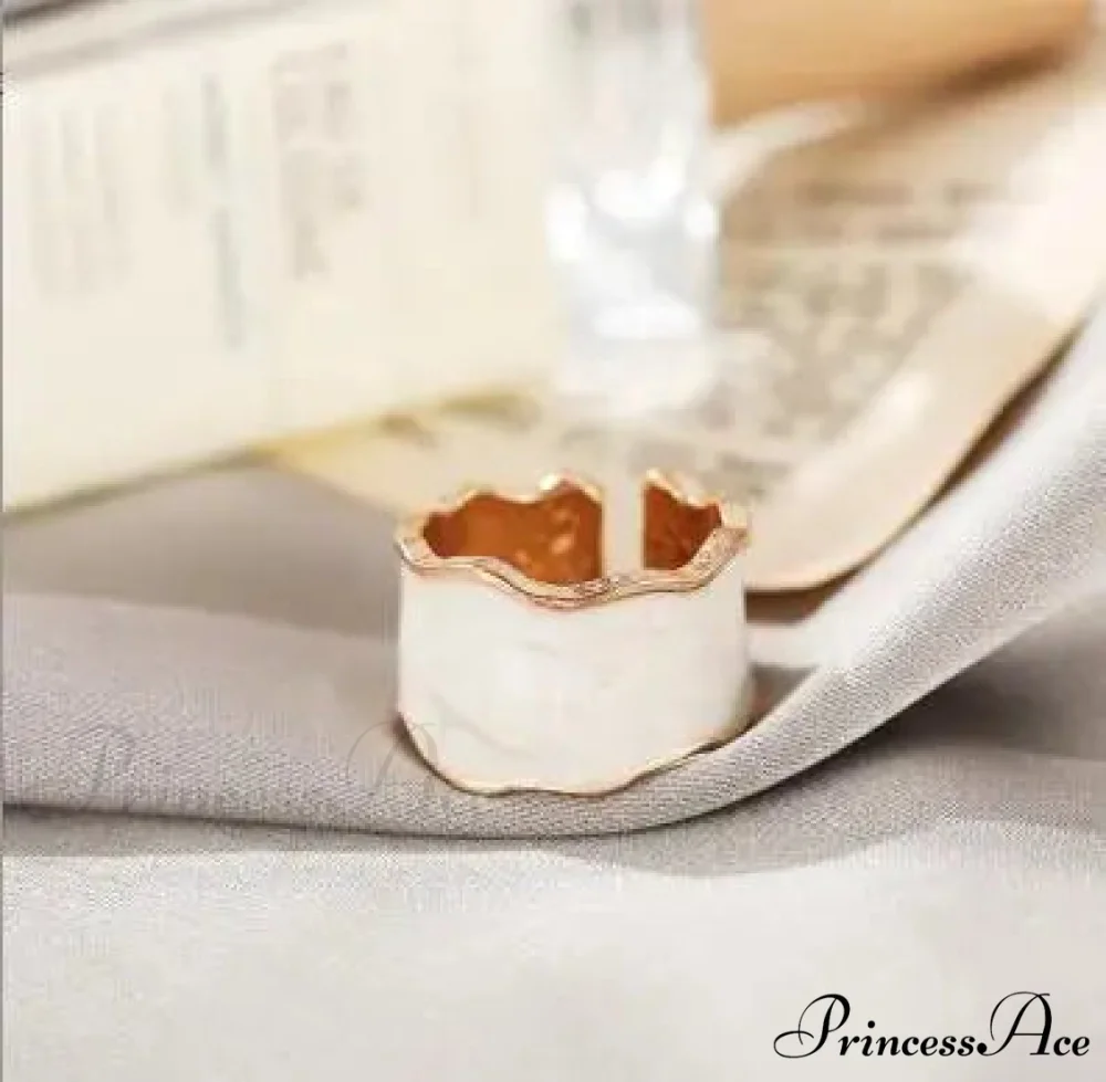 Vintage Enamel Irregular Shape Geometric Adjustable Ring - Image 3