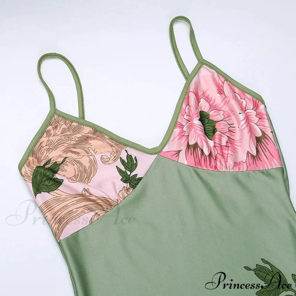 Sleeveless Print Fashion Vneck SlimLong Summer Beach Party Club Robe Floral Dress - Image 5