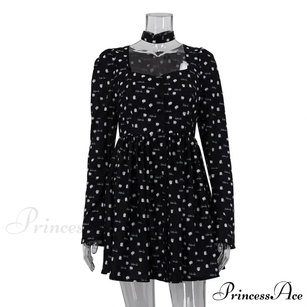 Folds Print 2024 Summer Casual Long Sleeve France Retro Femme Street Elegant Female Floral Dress - Image 7