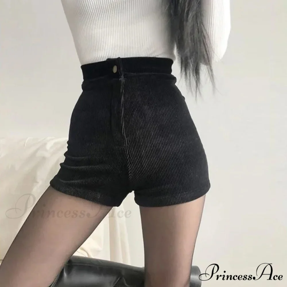 Goth High Waist Spring Autumn Fashion Tight Sexy Stretch Y2K Corduroy Casual Pants Short - Image 5
