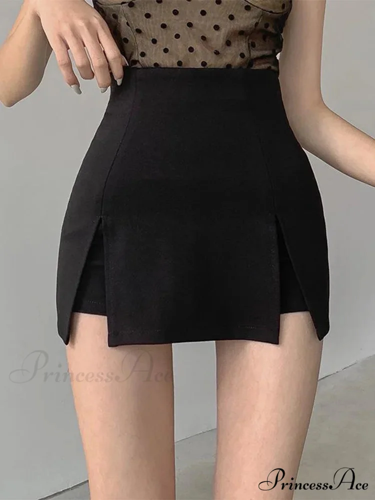 Split Skirt Office Ladies Suit Summer New Black Mini A-line Skirt Short - Image 3