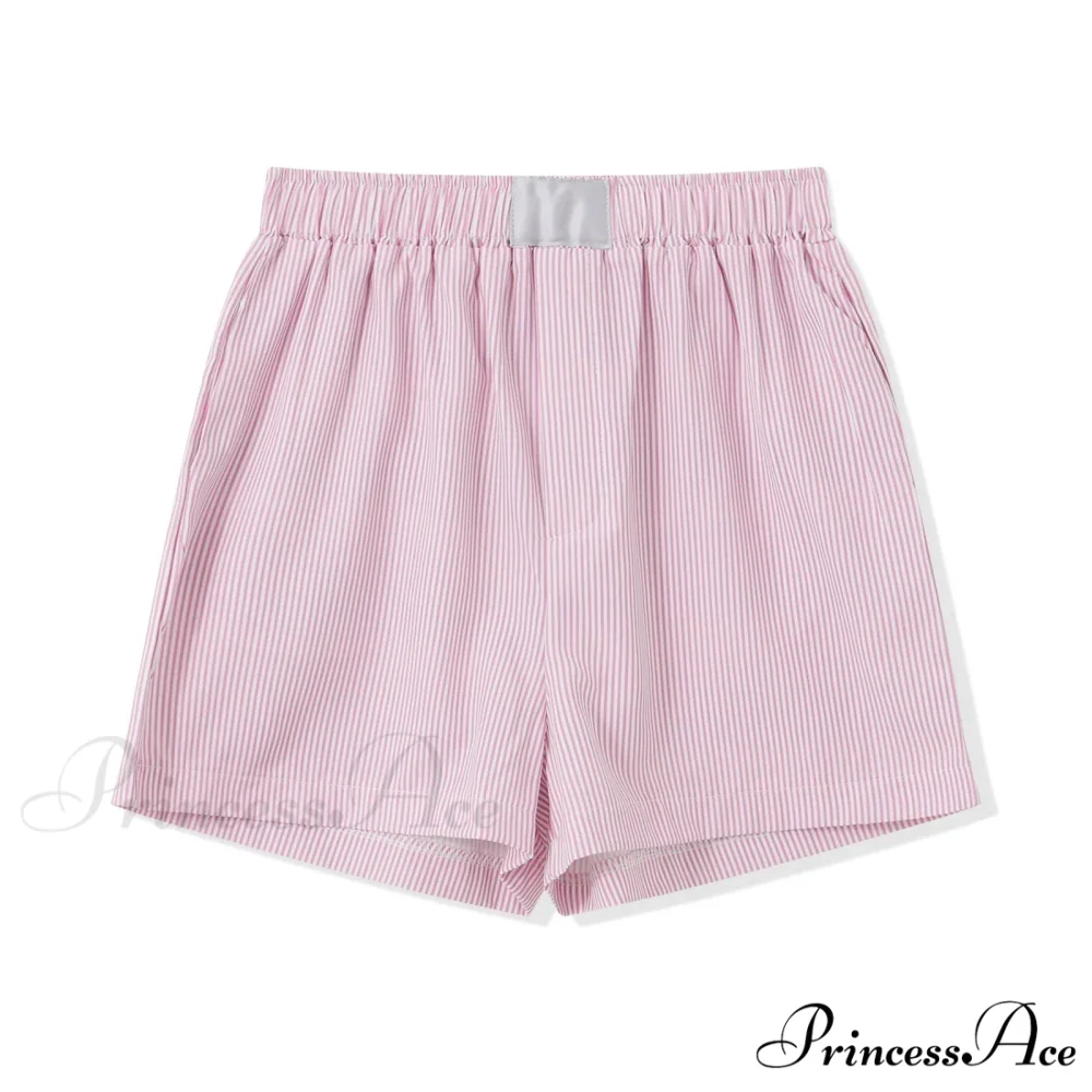 Striped Lounge Y2K Elastic High Waist Baggy Pajama Bottoms Sleepwear Short - Image 6