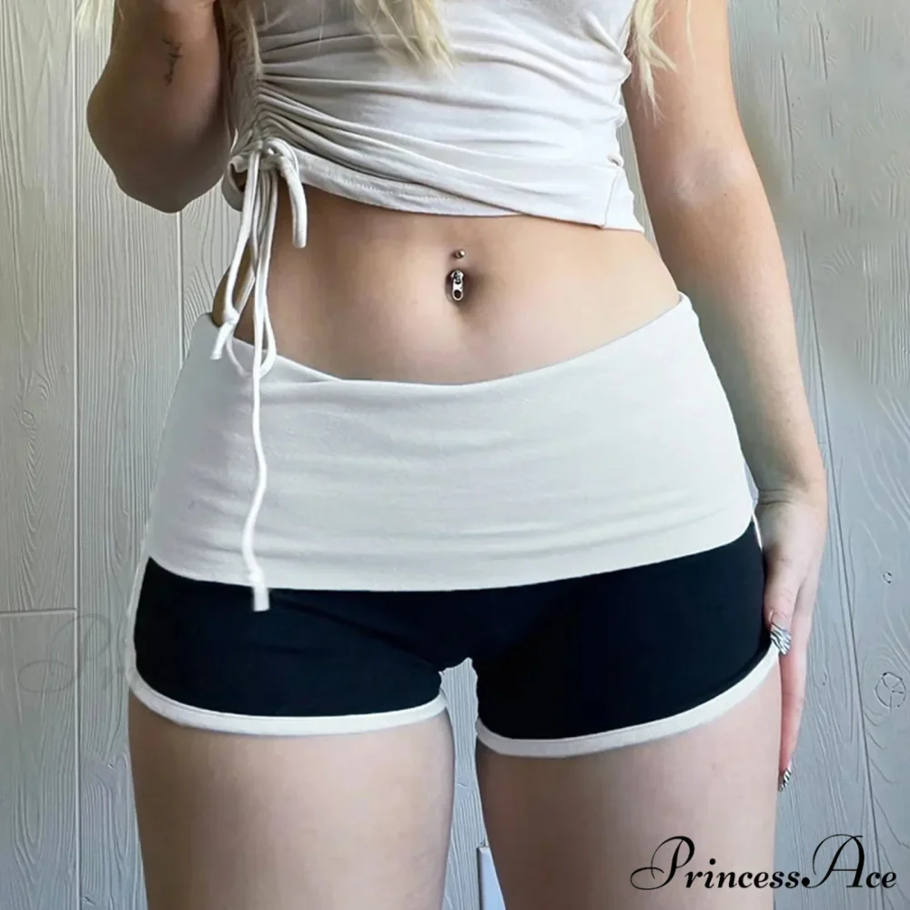 All In Skinny High Waisted Tight Fitting Color Contrast Peach Hip Lift Stretch Yoga Pants Short - Image 3