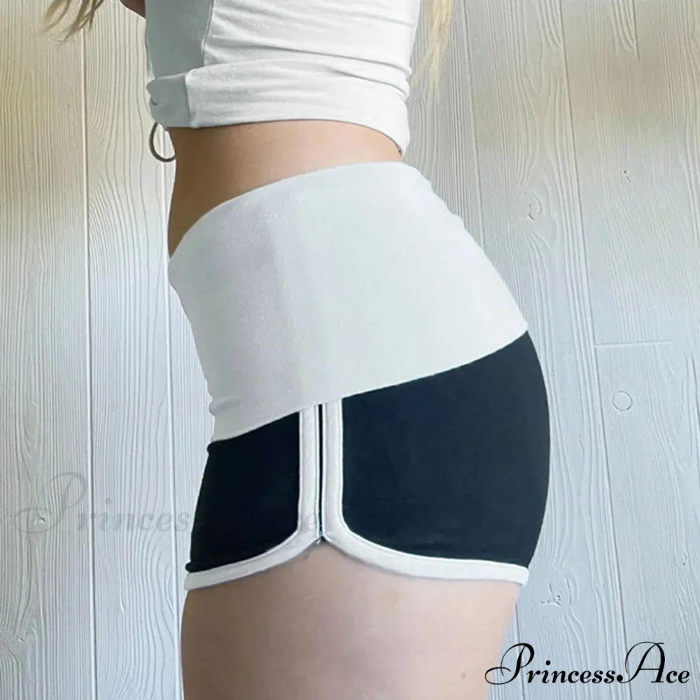 All In Skinny High Waisted Tight Fitting Color Contrast Peach Hip Lift Stretch Yoga Pants Short - Image 4