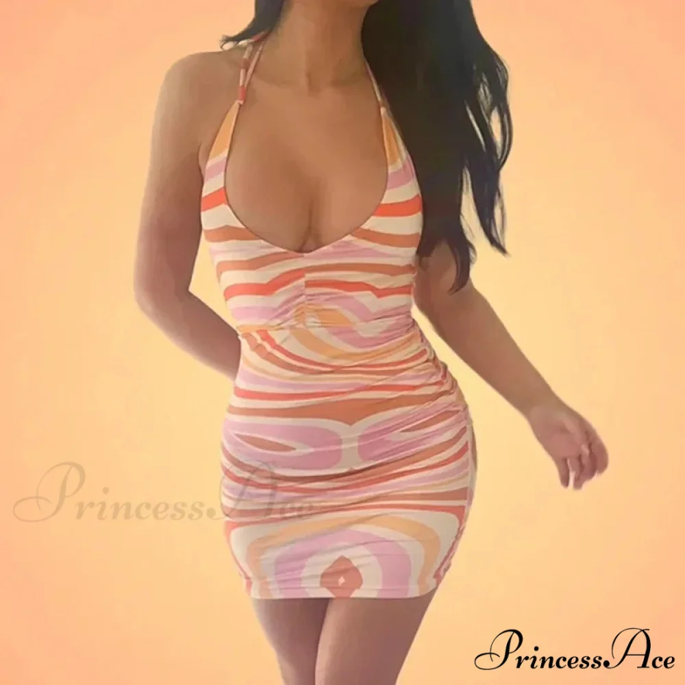 Elegant Chic Sexy V-neck Backless Solid Slim Summer Party Bodycon Dress - Image 5