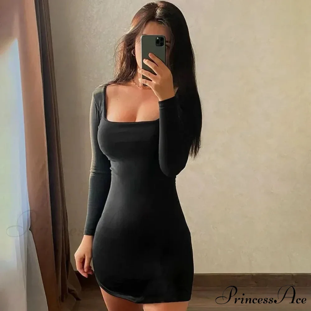 Summer Sexy Long Sleeve Backless Casual Elegant Party Mini Bodycon Dress - Image 6