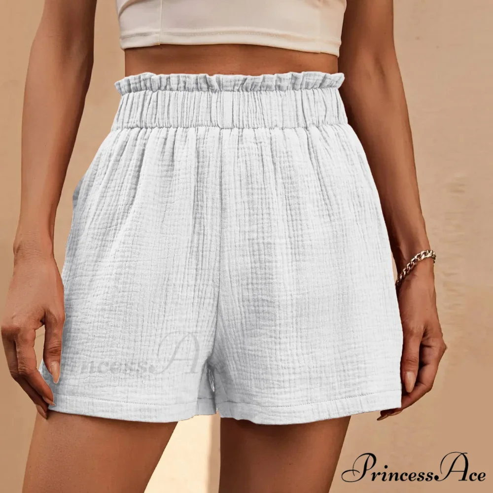 Cotton Double Layered Pleats Hem Straight Leg High Waist Sports Short - Image 11