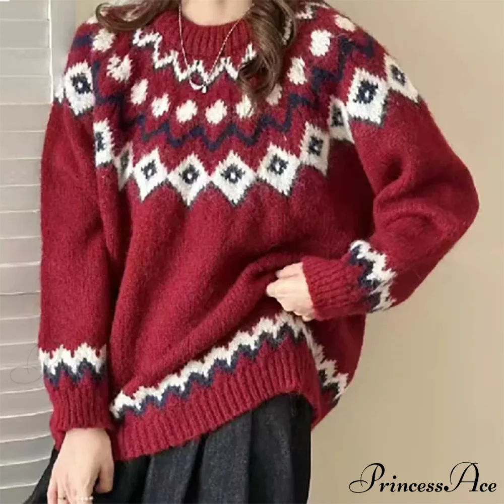 Round Neck Casual Cozy Comfortable Loose Long Sleeve Stylish Autumnal Sweater - Image 6