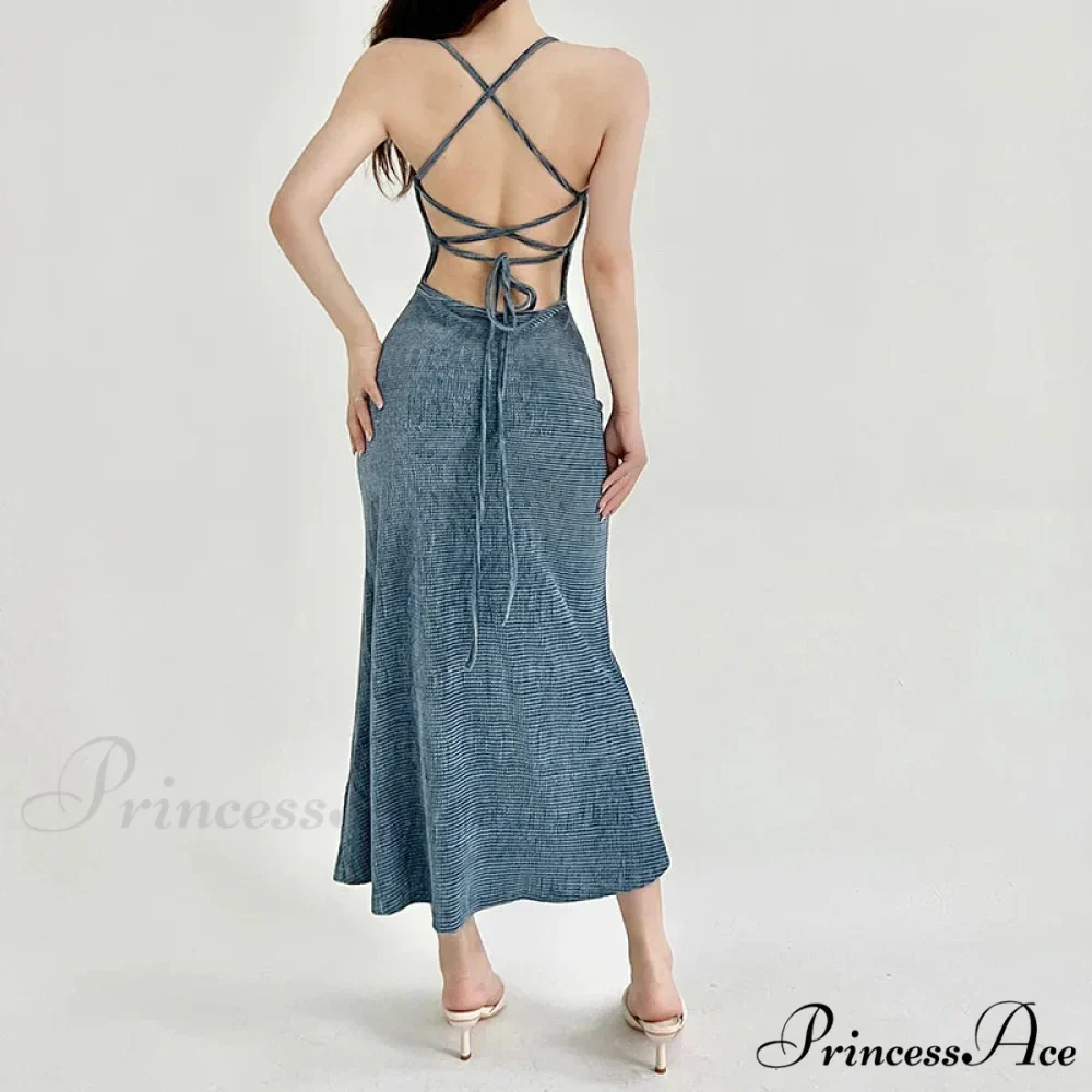 Beachwear Knit Sexy Spaghetti Strap Strapless Backless Lace Up Female Slip Holiday Club Bodycon Dress - Image 2