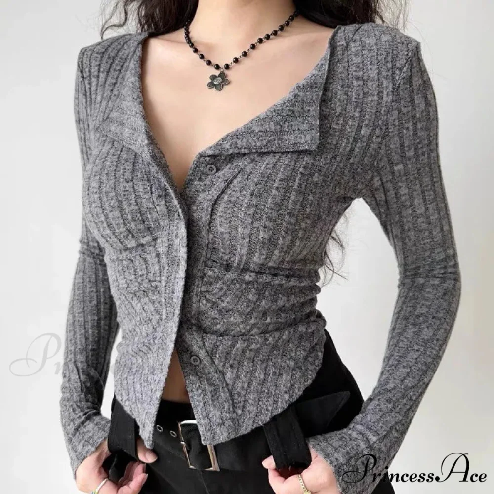 Thin Vintage Cozy Long Sleeve Elegant Single-breasted Stylish Jumper Sweater - Image 2