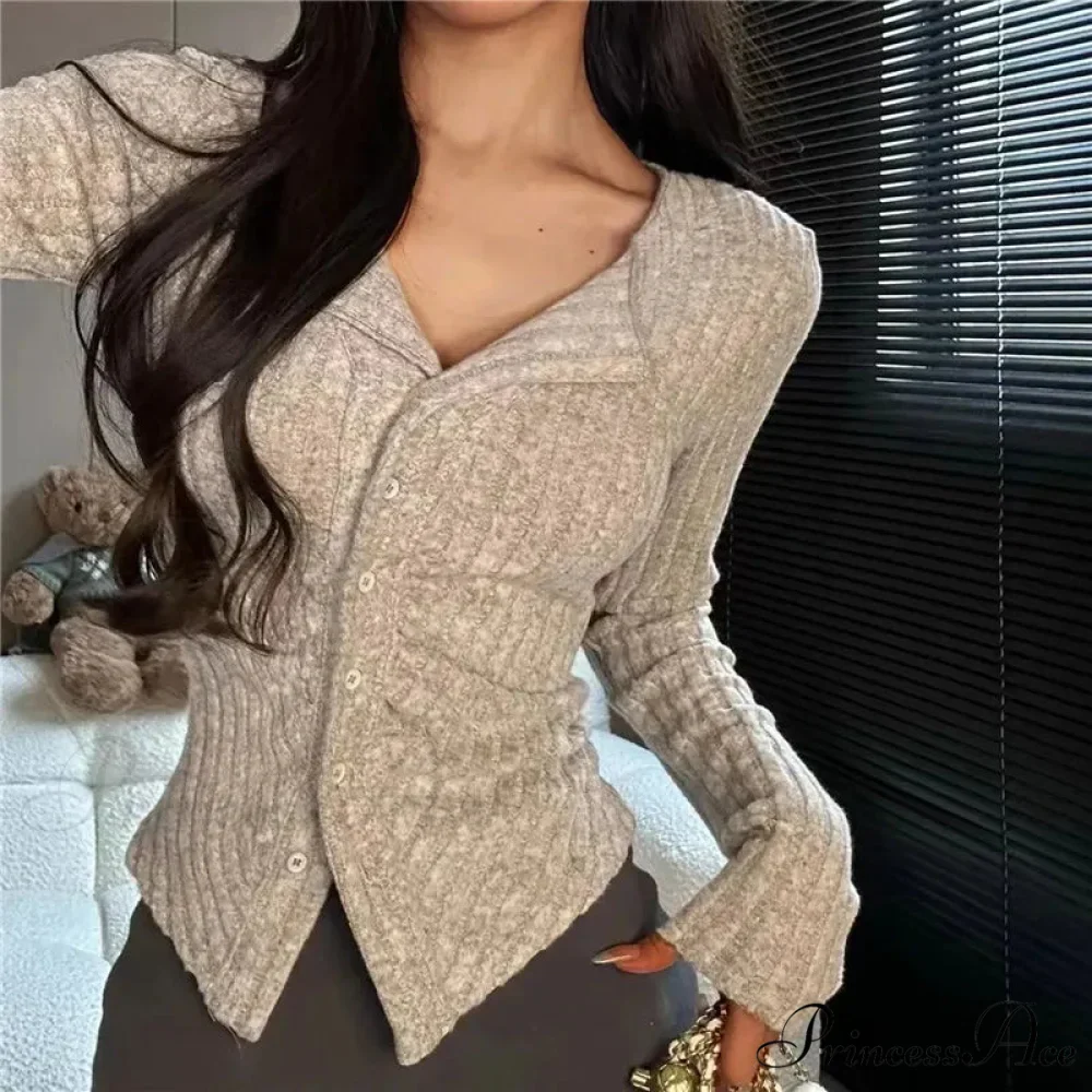 Thin Vintage Cozy Long Sleeve Elegant Single-breasted Stylish Jumper Sweater - Image 4