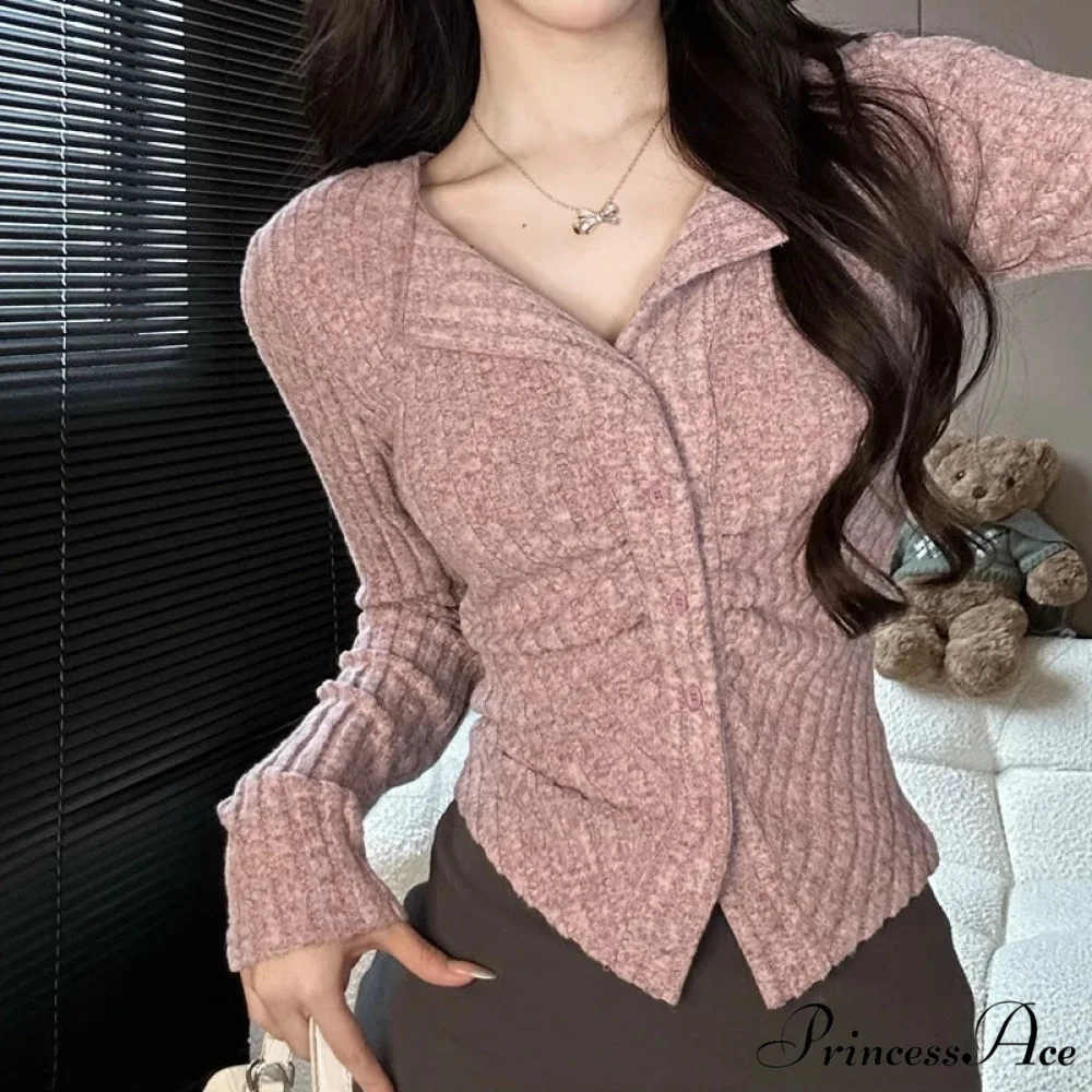 Thin Vintage Cozy Long Sleeve Elegant Single-breasted Stylish Jumper Sweater - Image 5