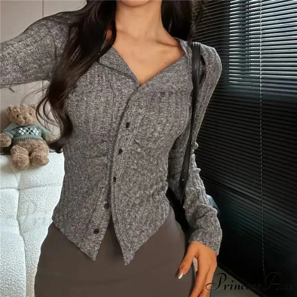 Thin Vintage Cozy Long Sleeve Elegant Single-breasted Stylish Jumper Sweater - Image 7