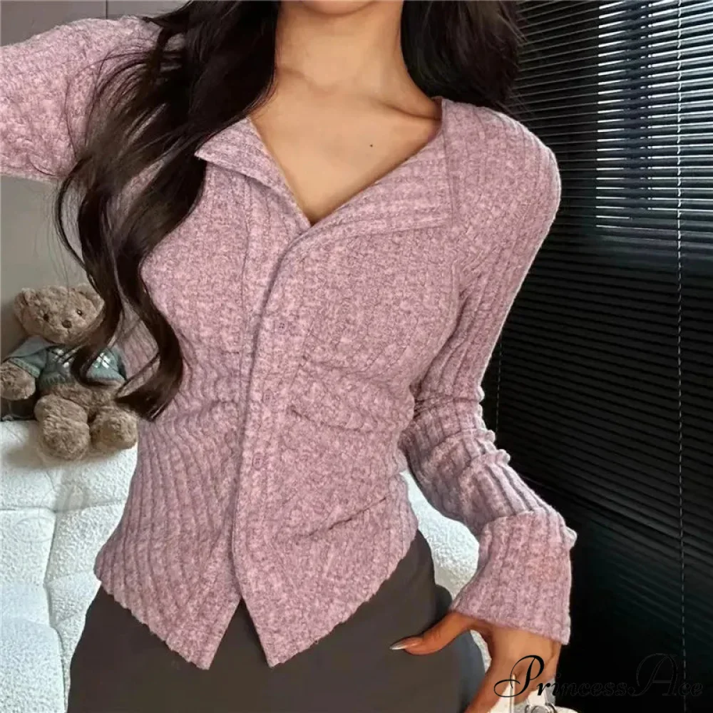 Thin Vintage Cozy Long Sleeve Elegant Single-breasted Stylish Jumper Sweater - Image 8