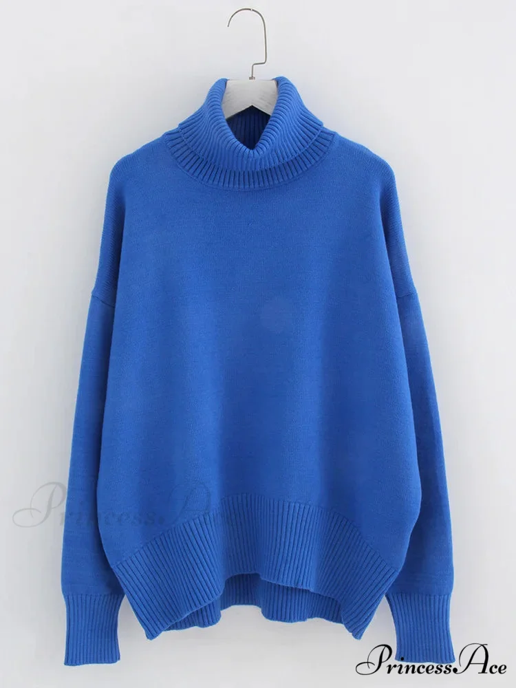 Thick Cozy Oversize Warm White High Neck Knitted Casual Comfortable Sweater - Image 4