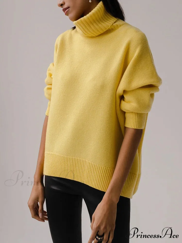Thick Cozy Oversize Warm White High Neck Knitted Casual Comfortable Sweater - Image 7
