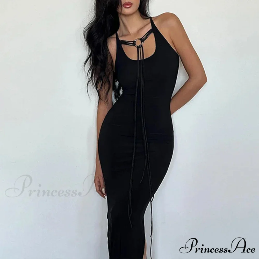 Party Fashion Bandage Sleeveless Backless Long Casual Elegant Bodycon Dress - Image 2