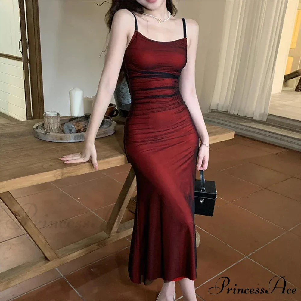 Sleeveless Solid Spaghetti Strap Backless Summer Casual Elegant Party Bodycon Dress - Image 8