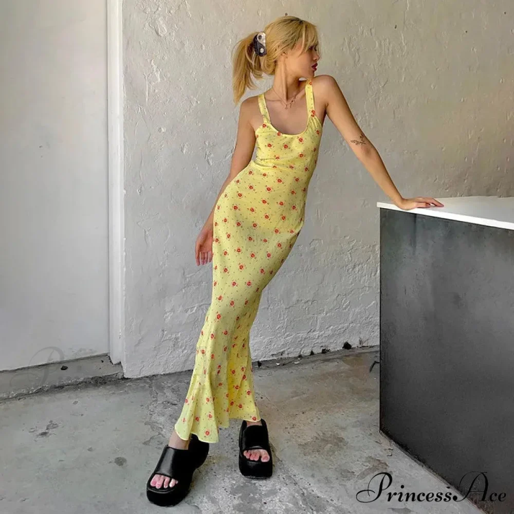 Summer Sleeveless Beach Fashion Floral Print Backless Slim Elegant Club Strap Party Bodycon Dress - Image 4