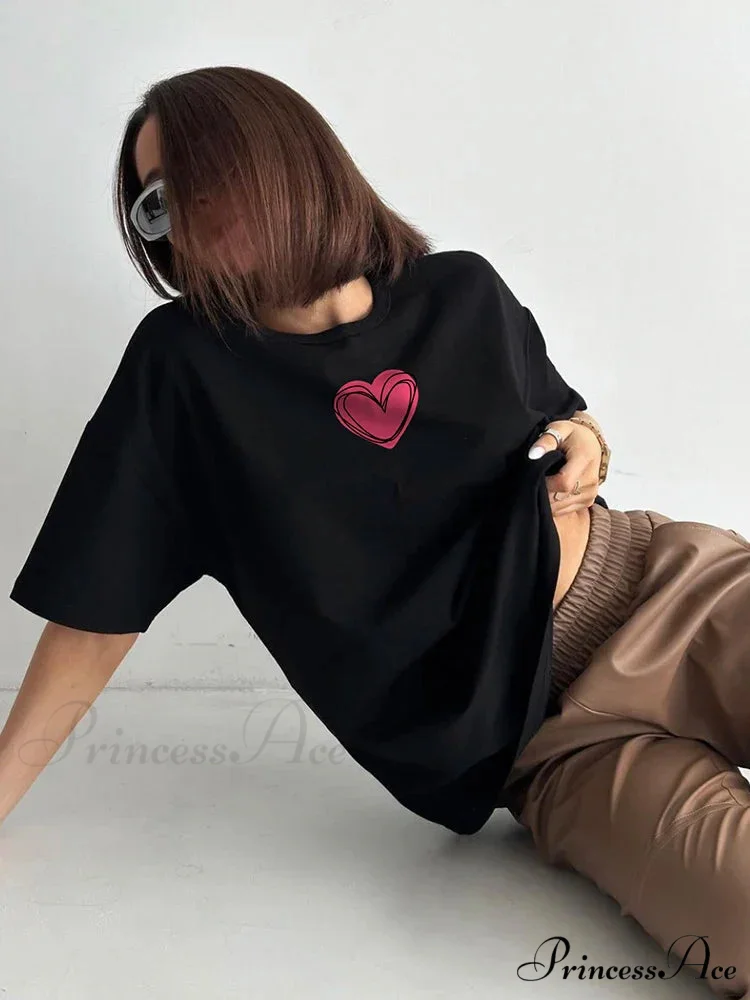 Love Printed Summer Cotton Plus Size Basic Women's Tee T-shirt - Image 5