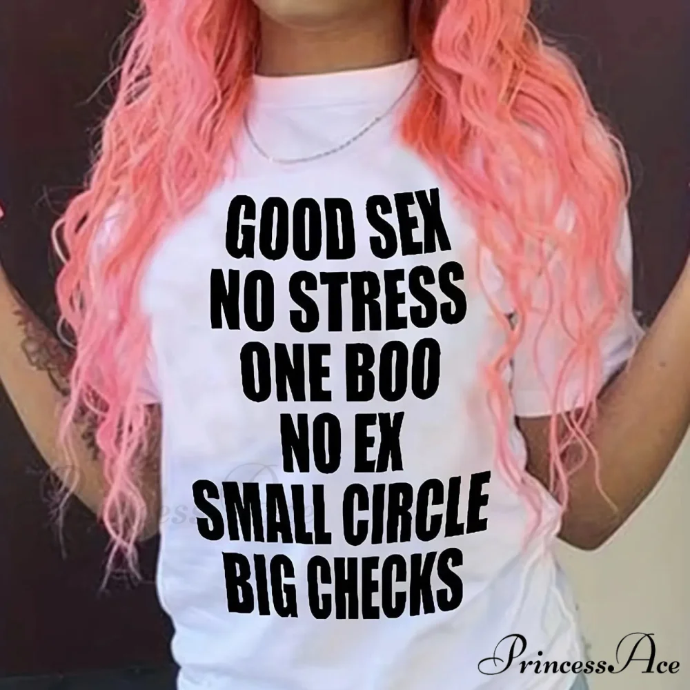 Casual Letter Print Short Sleeve Crew Neck Women's Clothing T-shirt - Image 4