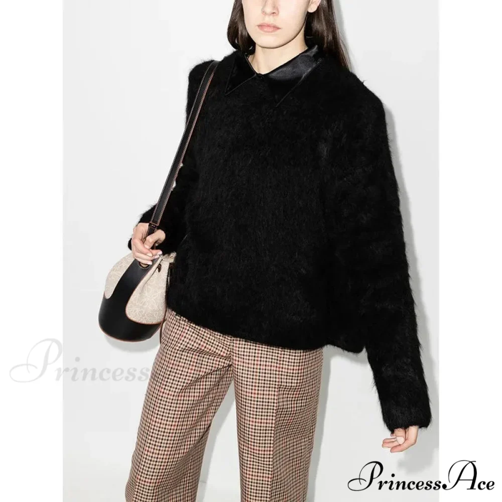Alpaca-blend Cozy Loose Warm Comfortable Unique Trendy Casual Sweater - Image 3