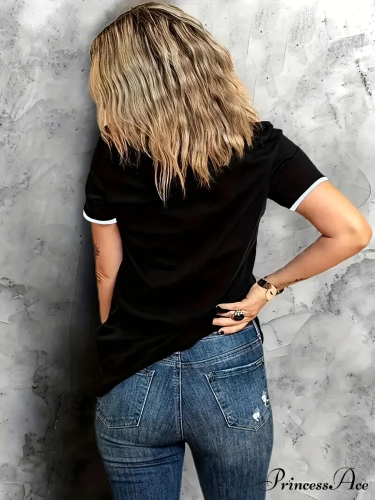 Coffee & Girl Printed - Casual All-Season Crew Neck Top with Belt Comfortable Polyester Blend Machine-Washable T-shirt - Image 2