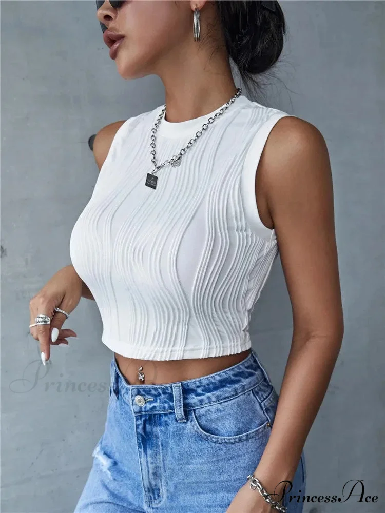 Sleeveless Rib Knit Women Summer Y2K High Street Style Koreanfashion Mock Neck Slim Fit Crop Streetwear 2024 Tank top - Image 5