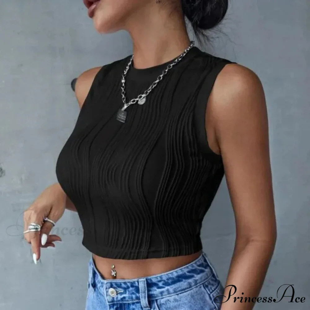 Sleeveless Rib Knit Women Summer Y2K High Street Style Koreanfashion Mock Neck Slim Fit Crop Streetwear 2024 Tank top - Image 6